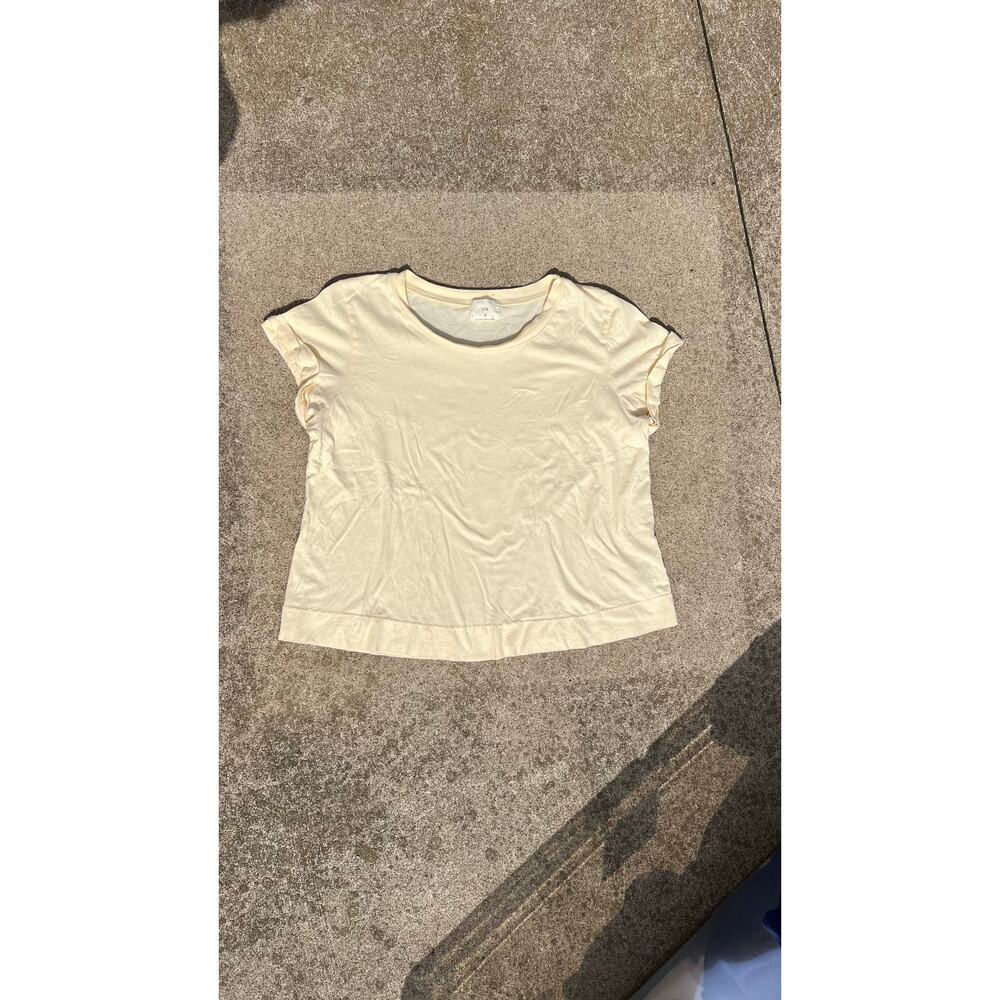 Anthropologie Tee Medium Pale Yellow Cotton Minimalist Clean Girl Elevated Basic